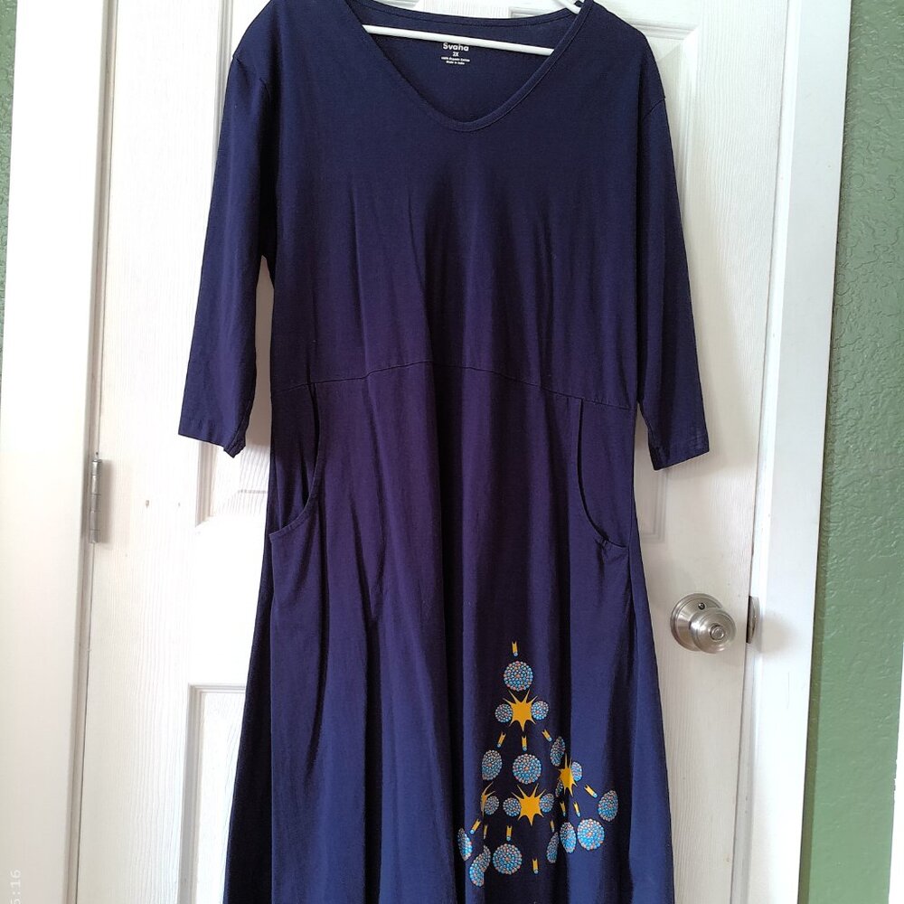 Svaha Navy Midi Dress with Nuclear Fission - Picture 4 of 14